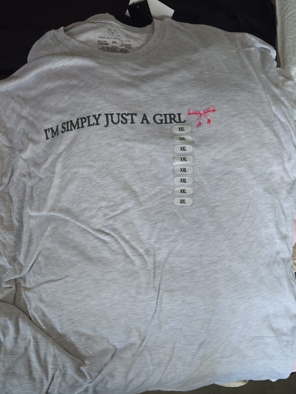 "I'm Simply Just A Girl" Graphic Tee - Light Gray with Pink Bow